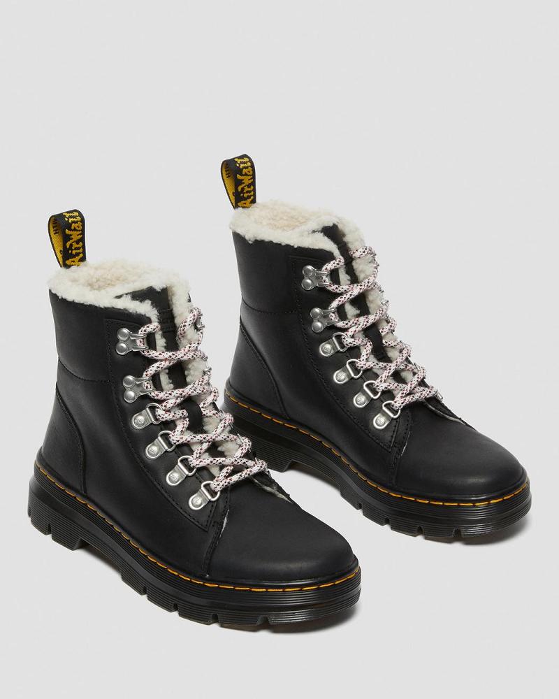 Botas Casuales Dr Martens Combs Faux Shearling Forro Mujer Negros | MX 688QMA